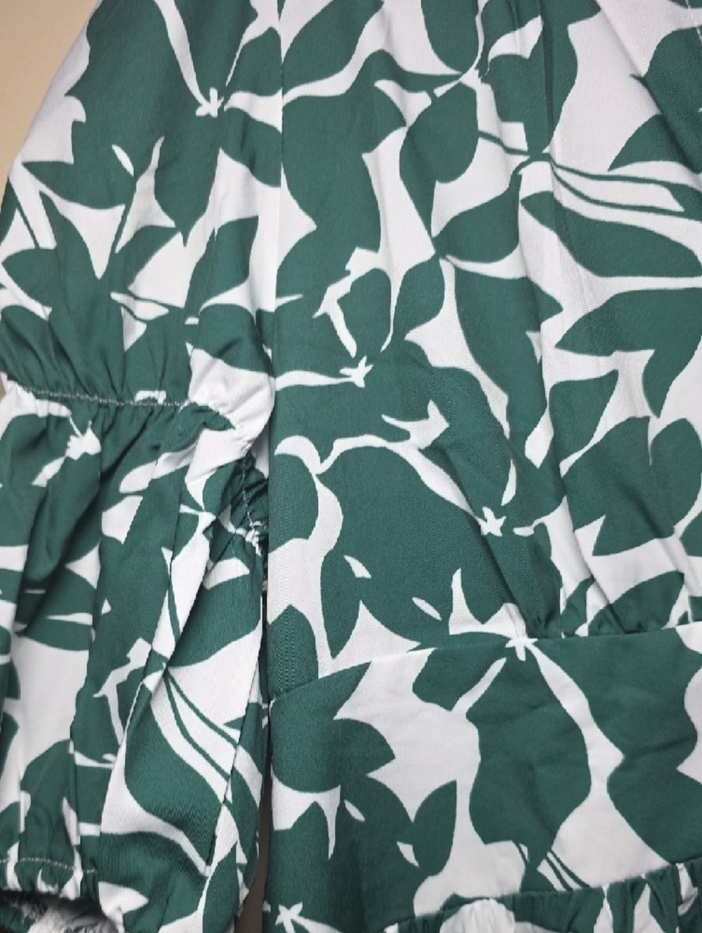 SHEIN Green and White Leaf-Print V-Neck Maxi Dress XXL NIB - Picture 5 of 8